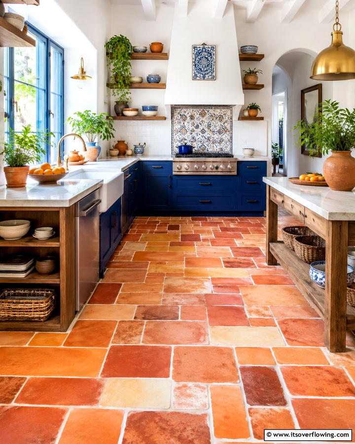 Multi Toned Terracotta Floors - 25 Terracotta Kitchen Floor Ideas for a Rustic Charm