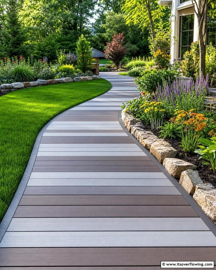 Multi Toned Walkway Designs - 20 Composite Walkway Ideas for a Durable and Beautiful Path