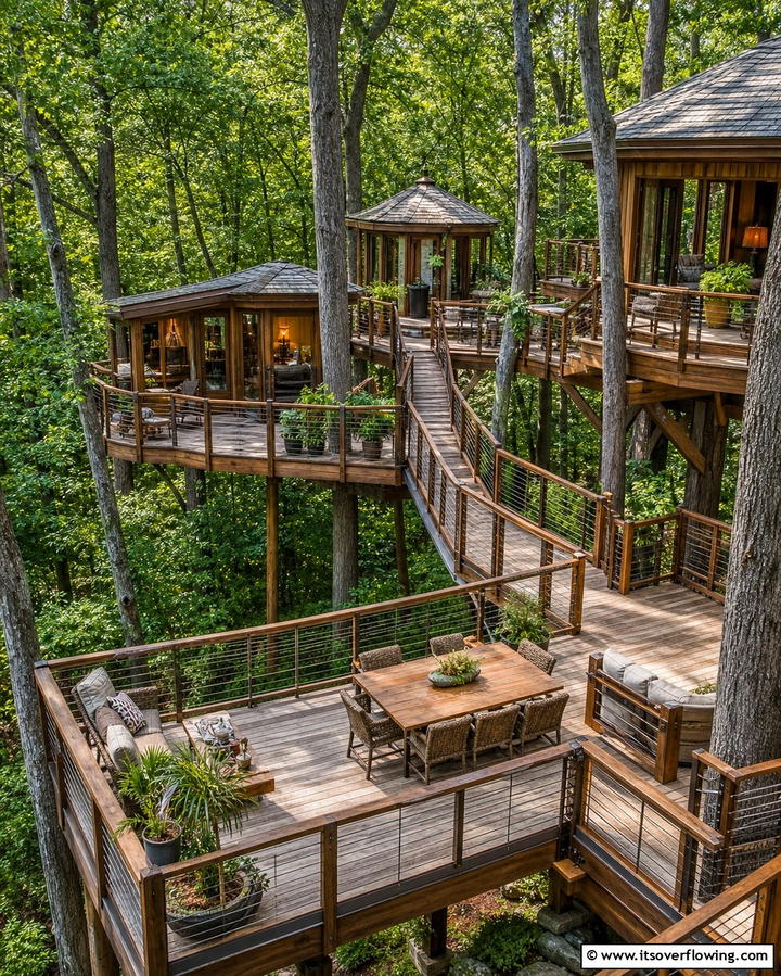 Multi Tree Platform Haven - 25 Tree House Ideas for Magical Outdoor Adventures