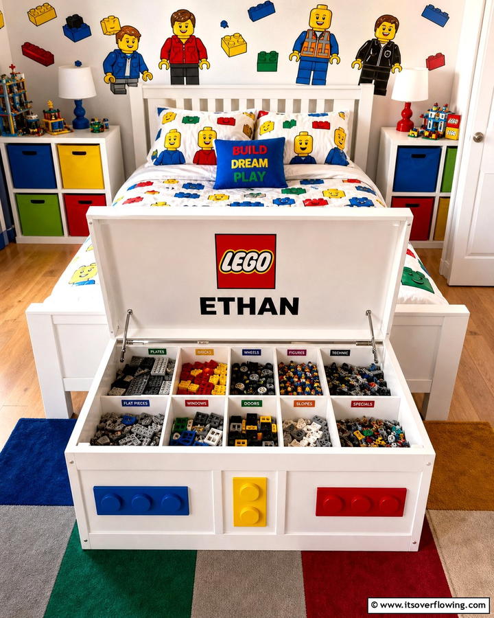 Multi compartment Toy Chests - 30 Creative Lego Storage Ideas to Organize Kids’ Spaces