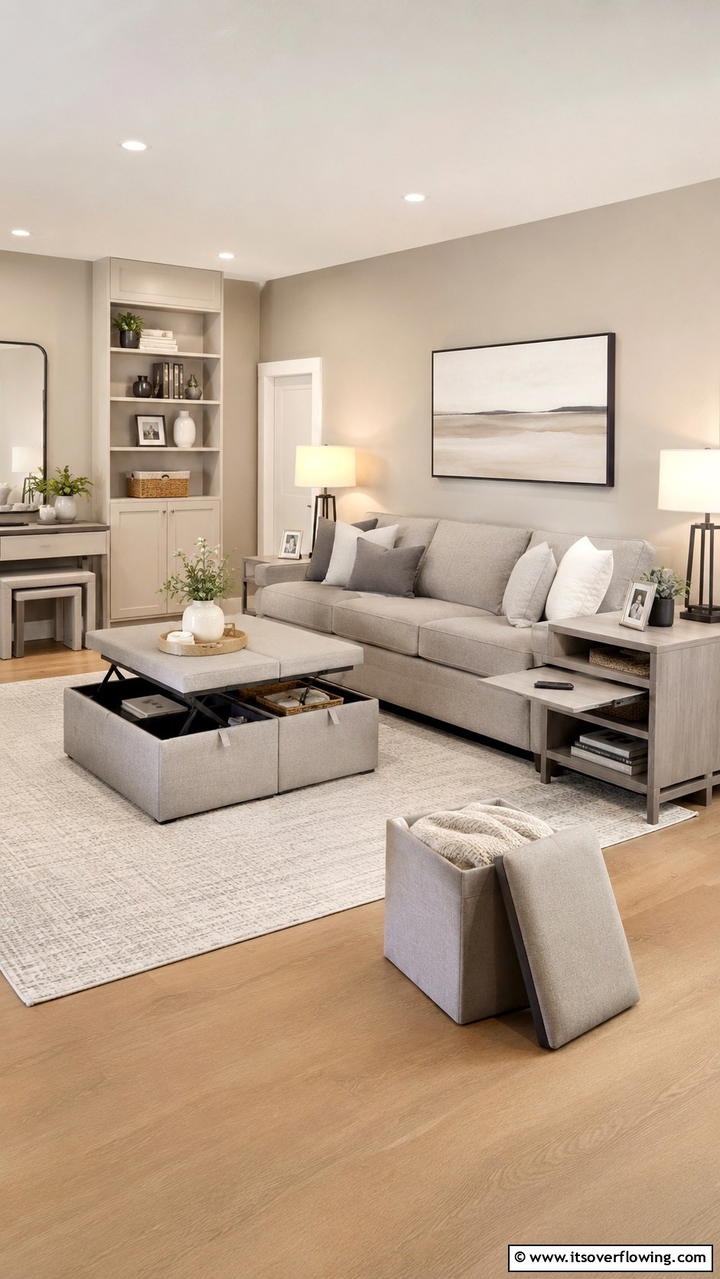 Multi functional Furniture Pieces - 21 Transitional Living Room Design Ideas for Modern Homes