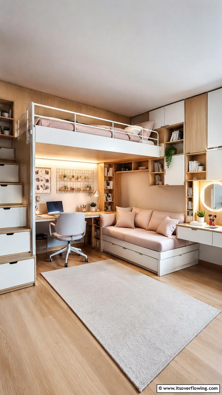 Multi functional Furniture Setup - 21 Trendy Teen Girl Bedroom Decor Ideas for Personal Style