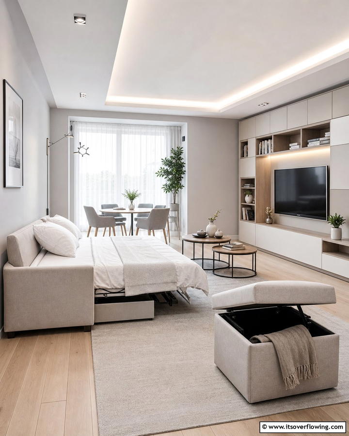 Multi functional Furniture Solutions - 21 Minimalist Living Room Ideas to Simplify Your Space