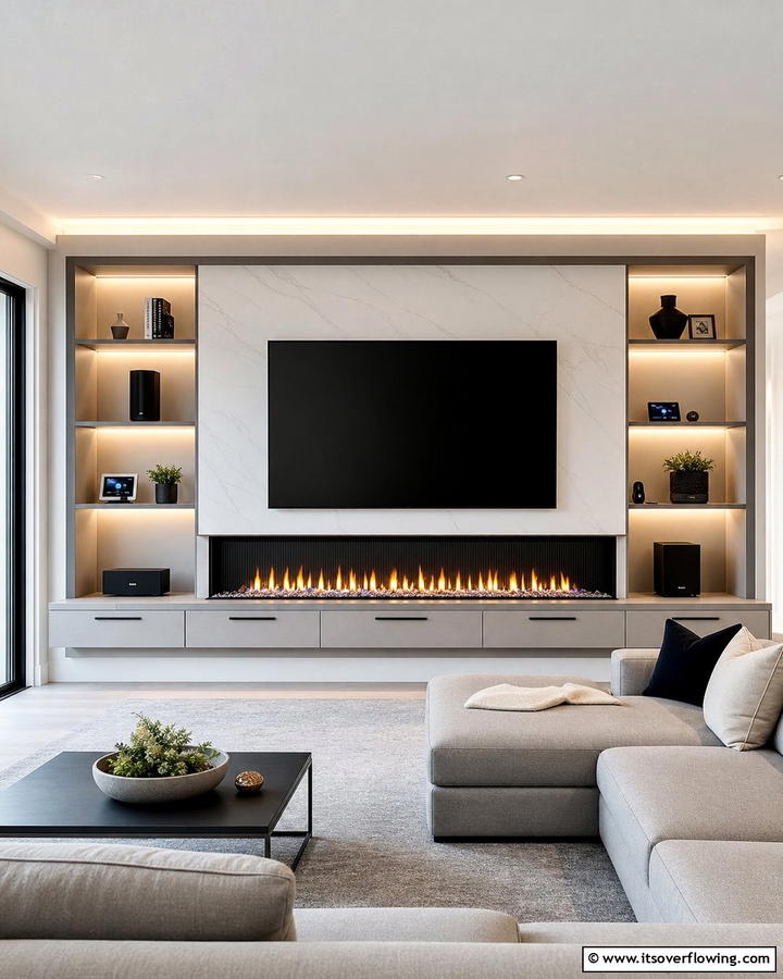 Multi functional Linear Fireplace - 30 Linear Fireplace Ideas for Modern Home Heating