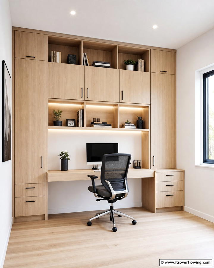 Multi functional Workspace Cabinets - 21 Floor to Ceiling Cabinets Ideas for Modern Home Storage