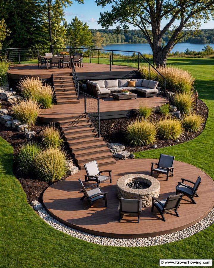Multi level Floating Deck Design - 30 Floating Deck Ideas for Modern Backyard Designs