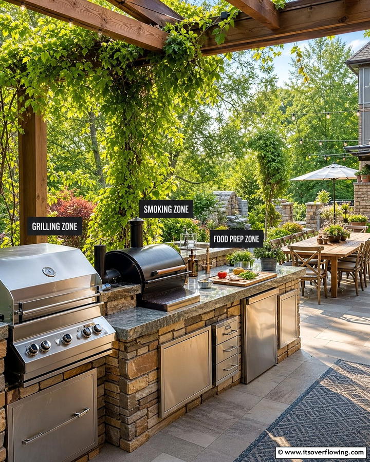 Multi zone Cooking Areas - 30 BBQ Island Ideas for Ultimate Outdoor Entertaining