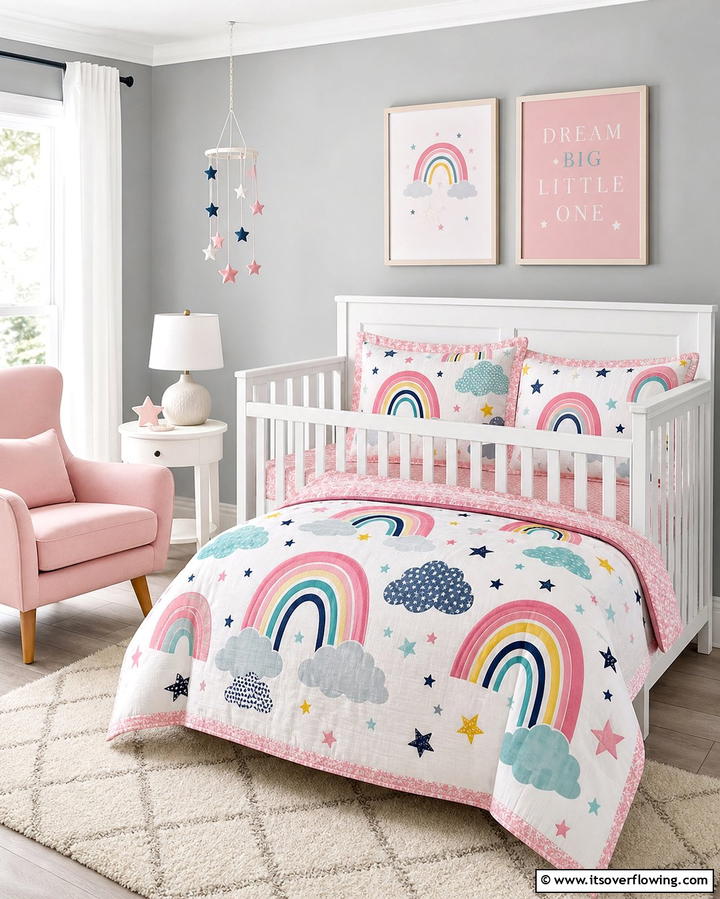 Multicolored Crib Bedding - 25 Rainbow Nursery Ideas for a Colorful Baby Room
