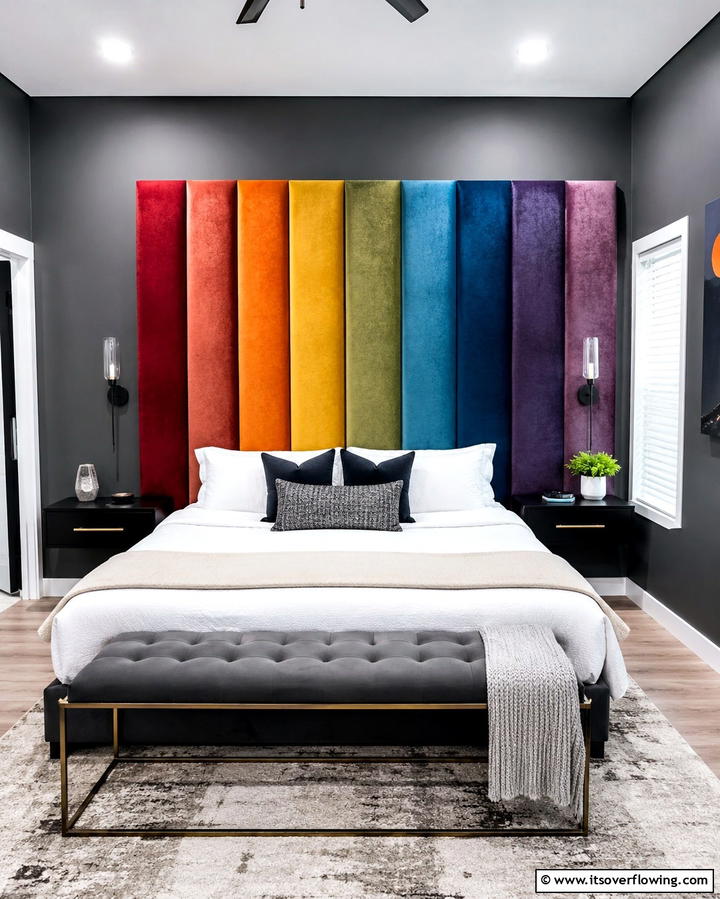 Multicolored Headboards - 25 Rainbow Bedroom Ideas to Brighten Up Your Space