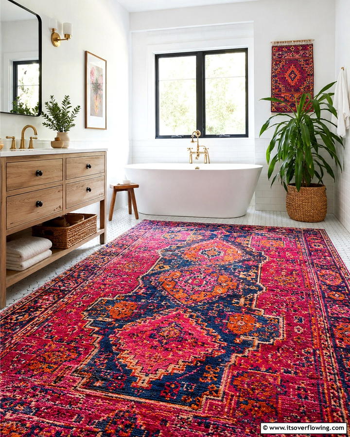 Multicolored Shower Curtains - 30 Bold Colorful Bathroom Designs to Energize Your Morning Routine