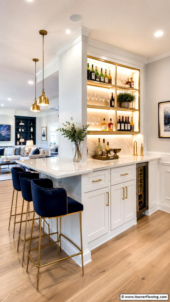 Multifunctional Bar Counter - 30 Half Wall Ideas- Modern Room Dividers & Design Tricks