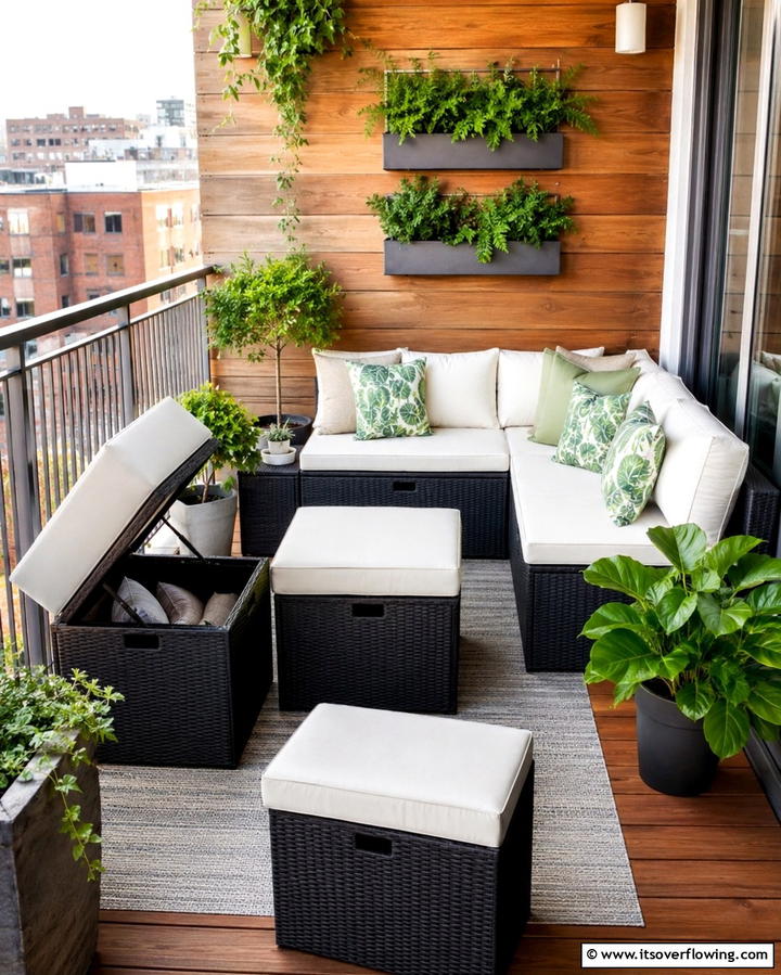 Multifunctional Furniture Setup - 25 Townhouse Patio Ideas for Small Outdoor Spaces