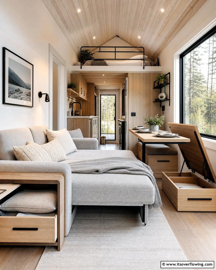 Multifunctional Furniture for Space Optimization - 25 One Room Cabin Interior Design Ideas for a Cozy Retreat