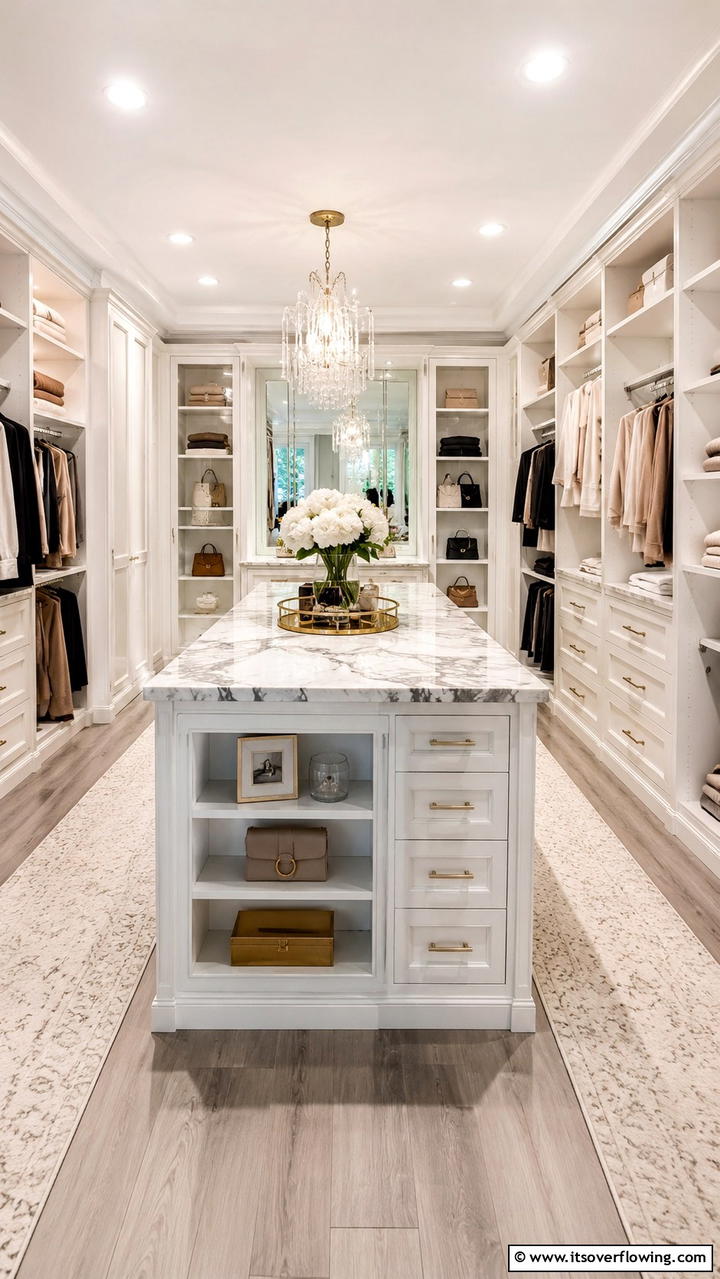 Multifunctional Island Storage - 21 Functional Walk-In Closet Ideas for Organized Spaces