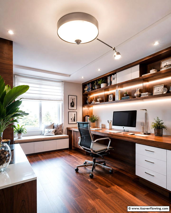 Multifunctional Light Fixtures - 30 Home Office Lighting Ideas- Brighten Your Workspace