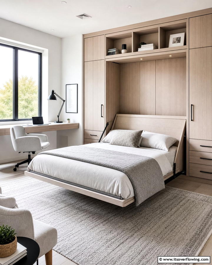 Multifunctional Murphy Bed Design - 25 Office Guest Room Ideas for a Functional and Stylish Space