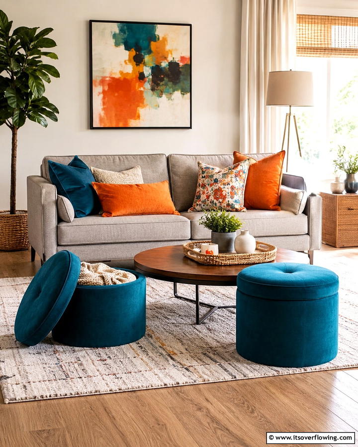 Multifunctional Ottomans - 30 Living Room Furniture Layout Ideas for Optimal Flow
