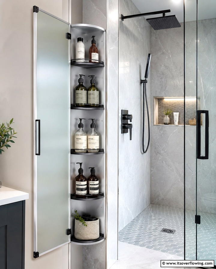 Multifunctional Shower Caddy Cabinet - 30 Functional Bathroom Furniture Ideas to Maximize Space