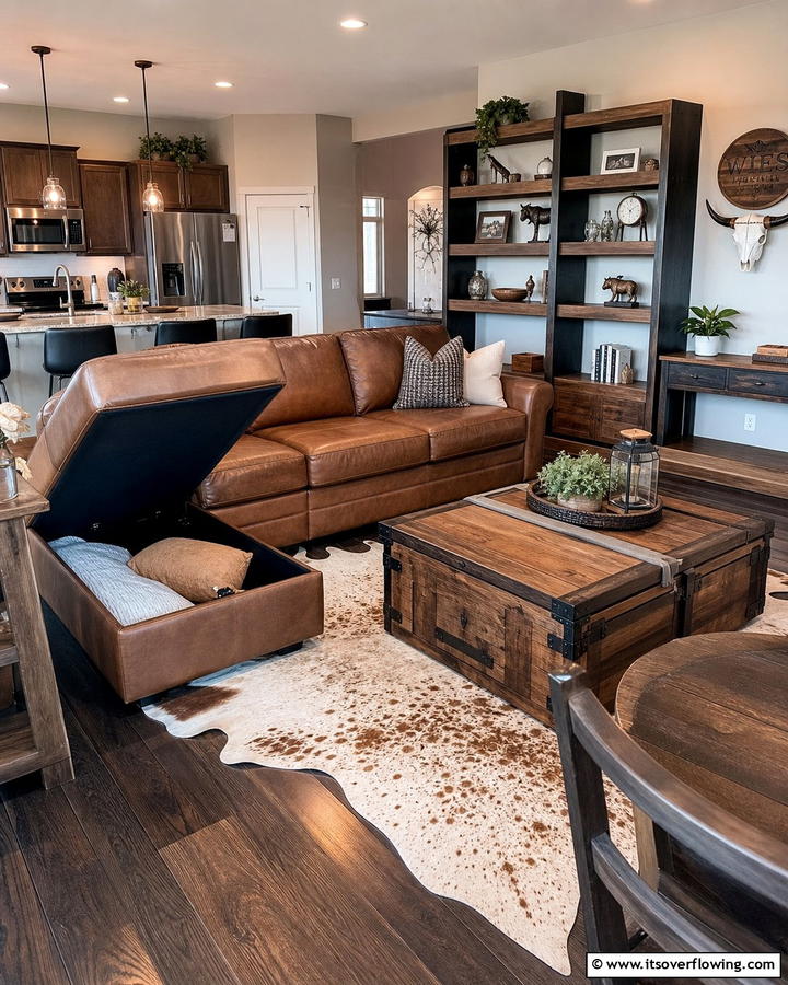 Multifunctional Space Design - 30 Western Living Room Ideas for Cozy Rustic Ambiance