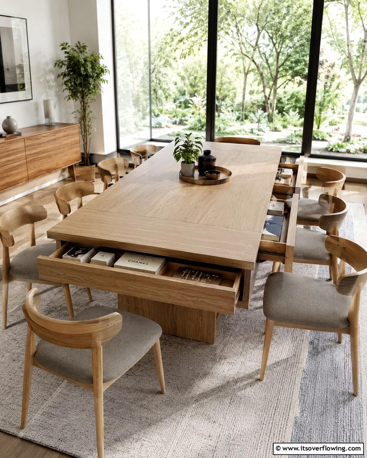 Multifunctional Table with Hidden Storage - 25 Library Dining Room Combo Ideas for Book Lovers