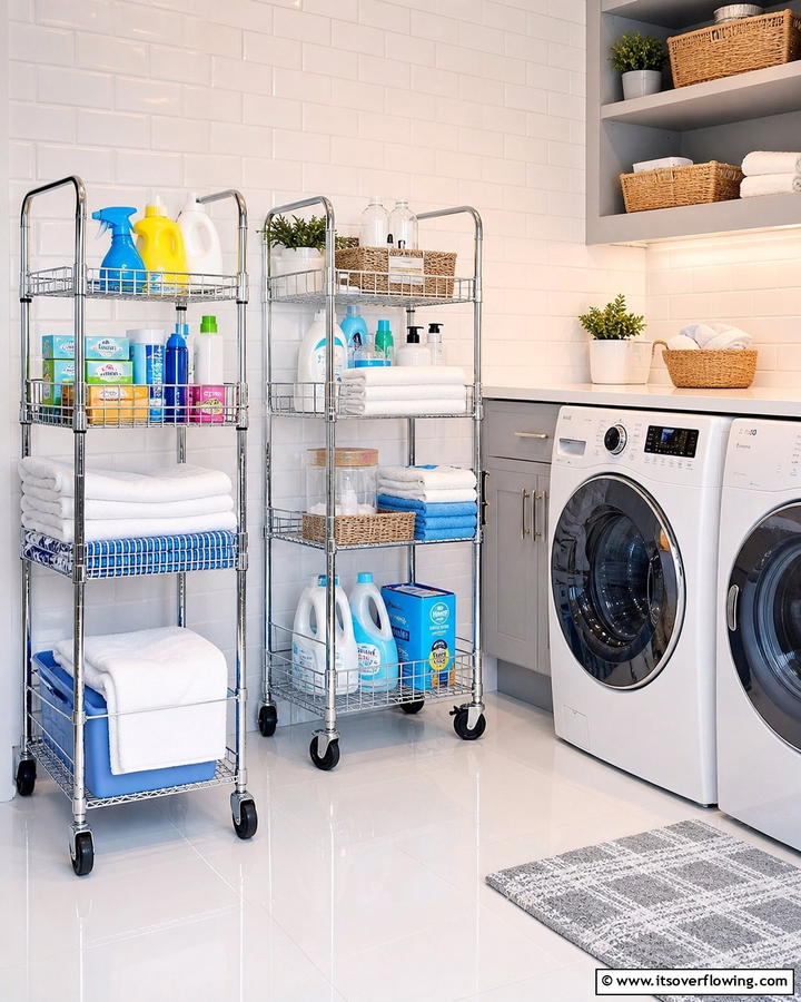 Multifunctional Utility Carts - 21 Laundry Room Storage Ideas for Clutter-Free Efficiency