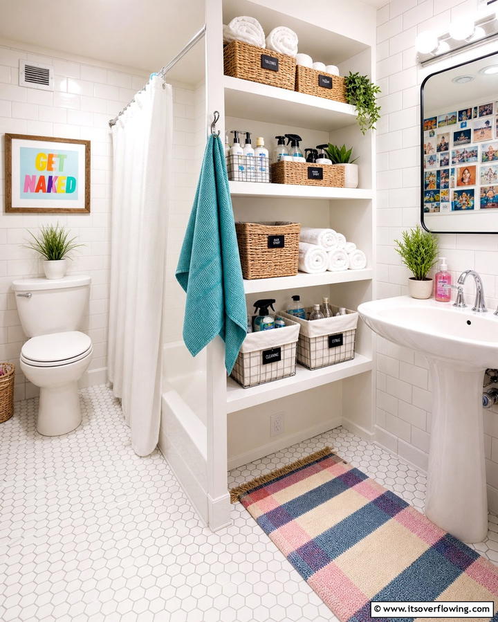 Multipurpose Baskets - 25 Dorm Bathroom Ideas to Maximize Space and Style