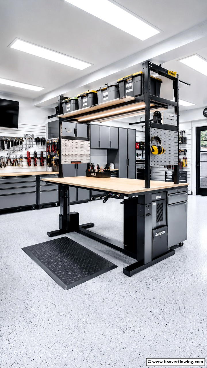 Multipurpose Workbench with Adjustable Height - 30 Garage Workbench Ideas for Organized DIY Spaces