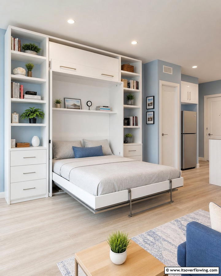 Murphy Bed with Adjustable Shelving - 21 Murphy Bed Ideas for Space-Saving Bedroom Solutions