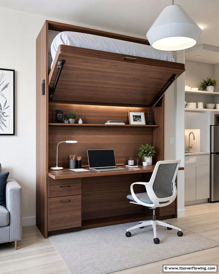 Murphy Bed with Integrated Desk and Workspace - 21 Murphy Bed Ideas for Space-Saving Bedroom Solutions