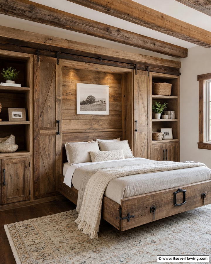 Murphy Bed with Rustic Wood Design - 21 Murphy Bed Ideas for Space-Saving Bedroom Solutions