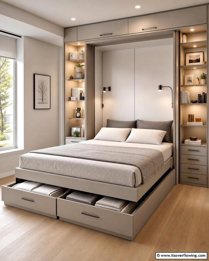 Murphy Bed with Storage Drawers Below - 21 Murphy Bed Ideas for Space-Saving Bedroom Solutions
