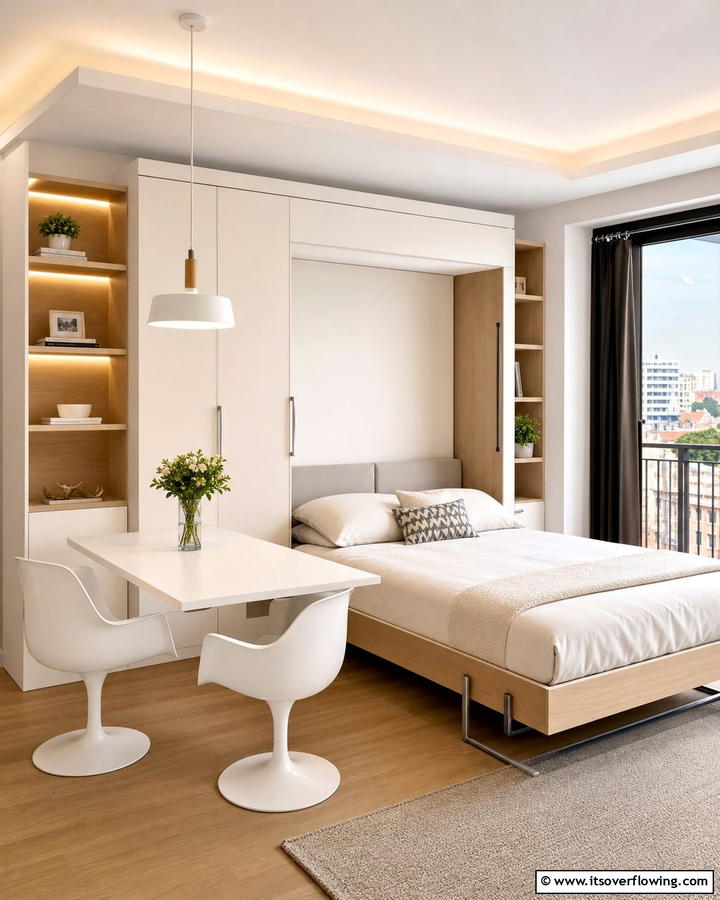 Murphy Bed with a Folding Table - 21 Murphy Bed Ideas for Space-Saving Bedroom Solutions