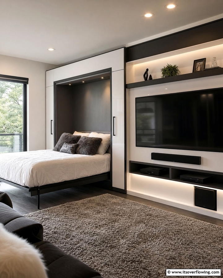 Murphy Bed with a Hidden Entertainment Center - 21 Murphy Bed Ideas for Space-Saving Bedroom Solutions