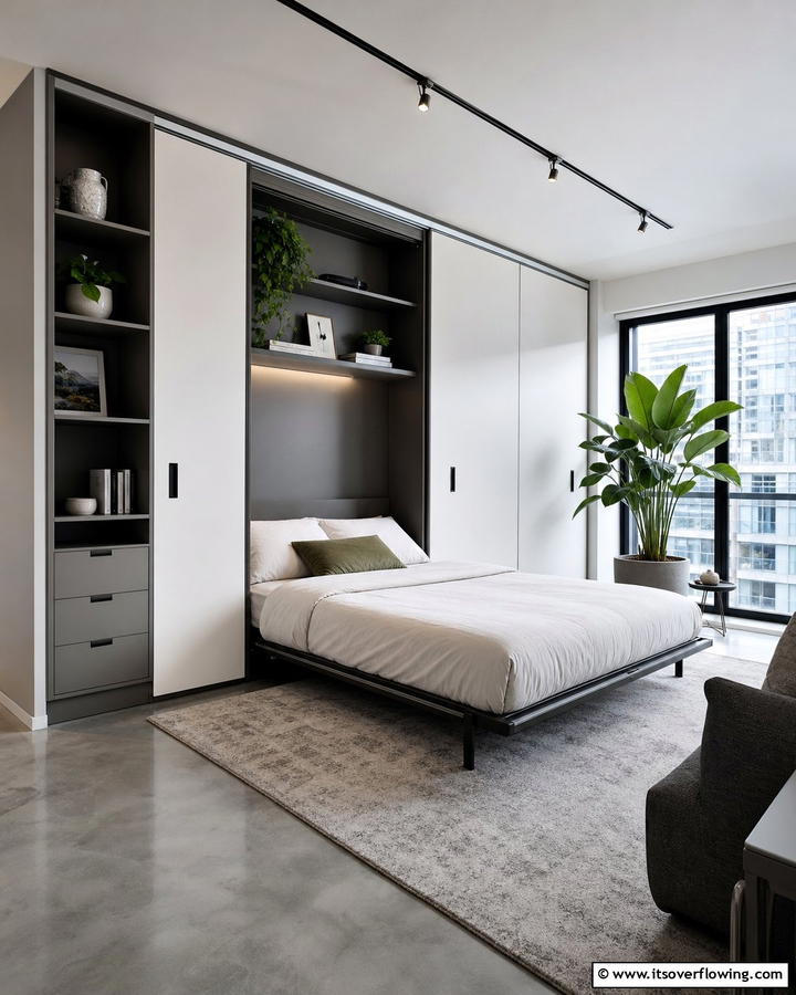 Murphy Bed with a Sliding Door Mechanism - 21 Murphy Bed Ideas for Space-Saving Bedroom Solutions
