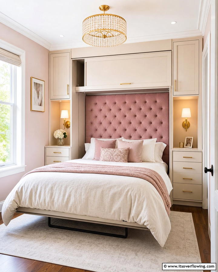 Murphy Bed with an Upholstered Headboard - 21 Murphy Bed Ideas for Space-Saving Bedroom Solutions