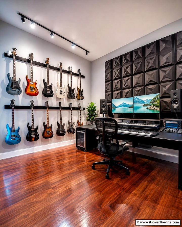 Music Lovers Office - 30 Home Office Ideas Designed Specifically for Him