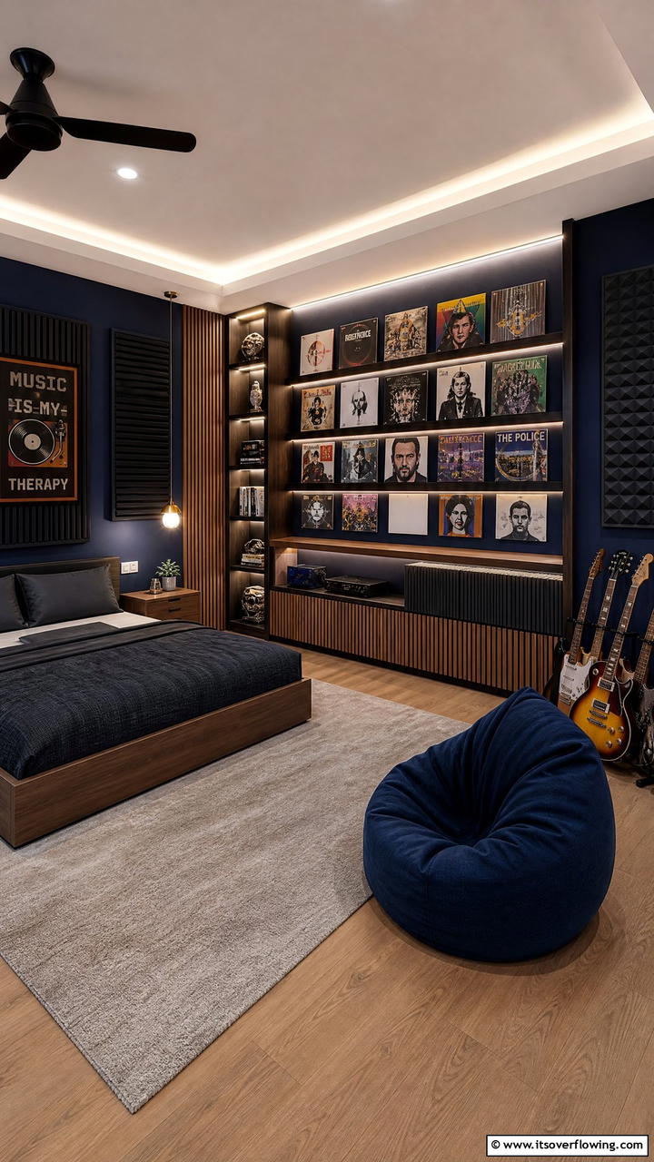 Music Lovers Sanctuary - 25 Man Cave Bedroom Ideas for the Ultimate Retreat