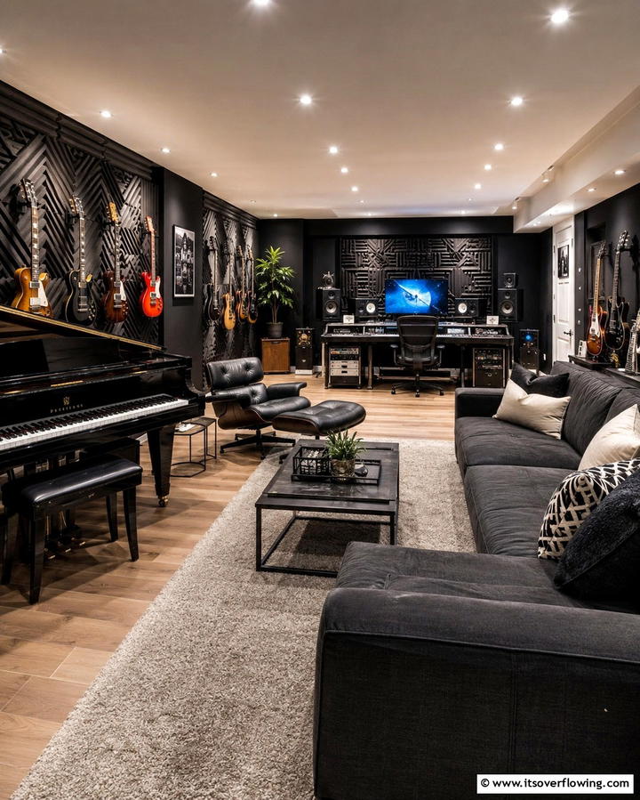 Music Room Escape - 25 Basement Decorating Ideas to Transform Your Space