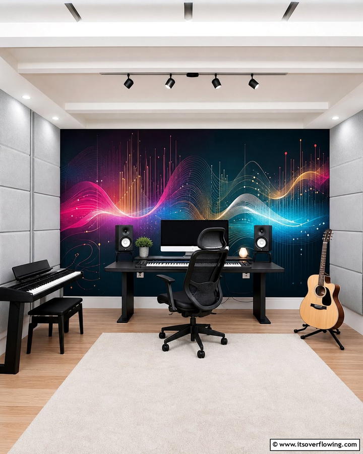 Music Room Sound Responsive Mural - 30 Interactive Mural Ideas- Transform Your Walls Creatively