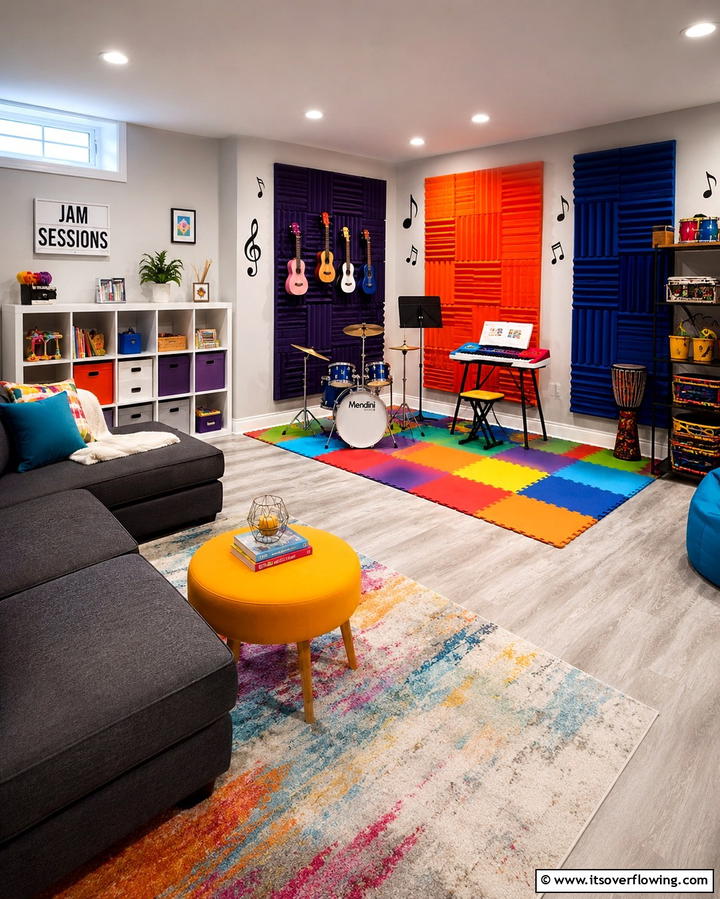 Music Station for Budding Musicians - 25 Fun Basement Playroom Ideas for Kids of All Ages