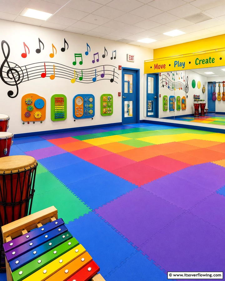 Musical Movement Space - 21 Playroom Ideas for Creative & Organized Kids Spaces