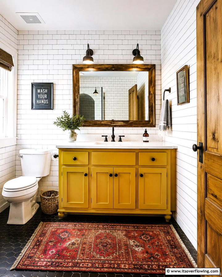 Mustard Yellow Cabinets - 30 Cheerful Yellow Bathroom Decor Ideas for 2024