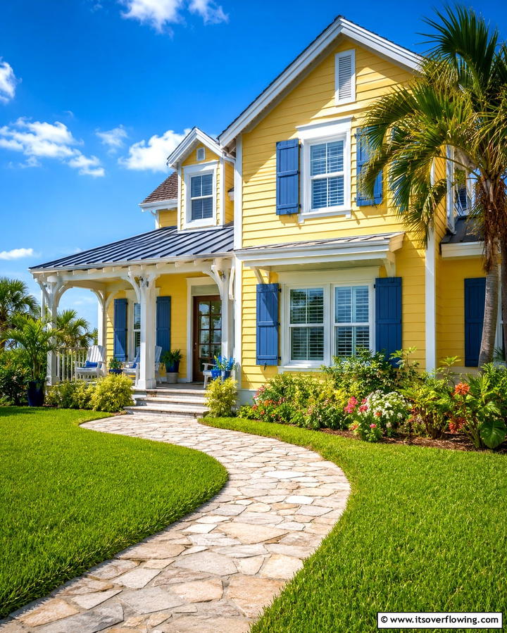 Mustard Yellow with Modern Accents - 25 Yellow Exterior Home Ideas for a Bright Look