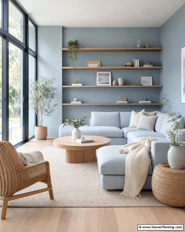 Muted Blue Minimalism - 21 Refreshing Blue Living Room Ideas for Vibrant Spaces