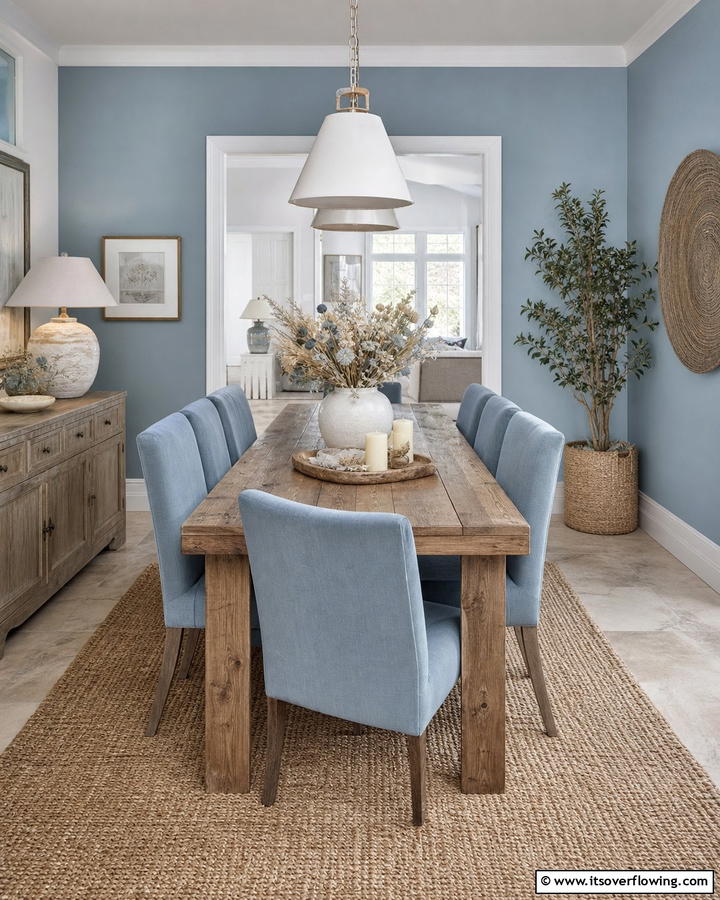 Muted Blue Retreat - 21 Blue Dining Room Ideas for Calm Entertaining Spaces