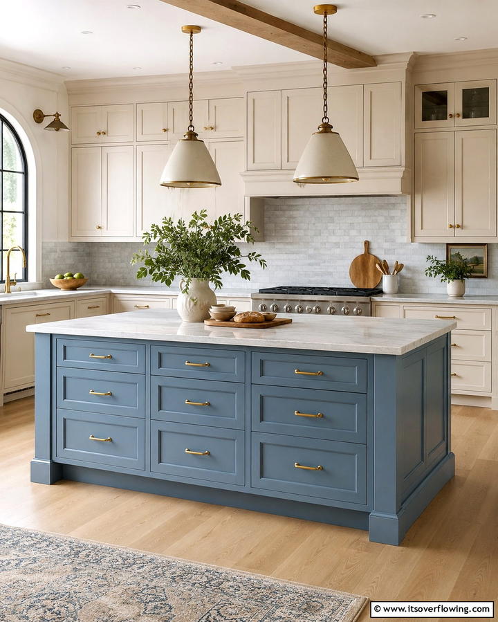 Muted Blue and Beige Coordination - 25 Two-Tone Kitchen Cabinet Ideas for a Modern Look