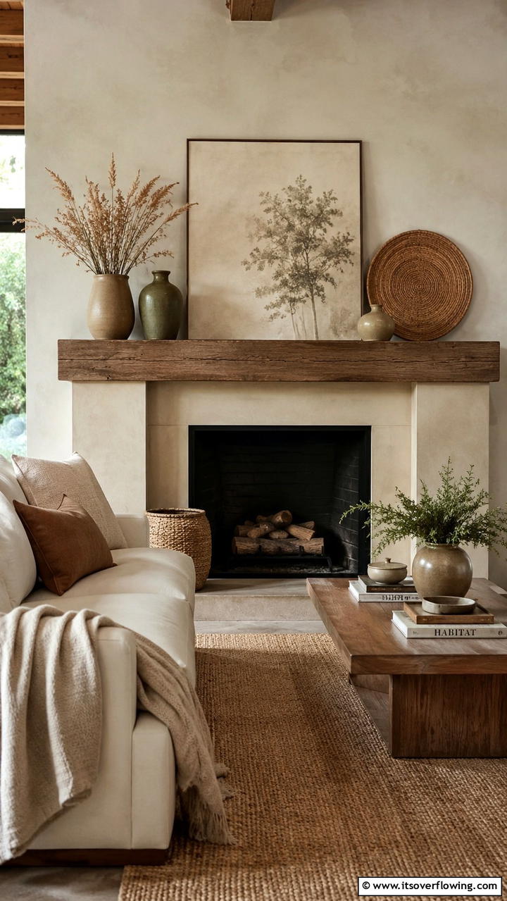 Muted Earth Tones - 30 Fall Mantel Decor Ideas for Seasonal Coziness
