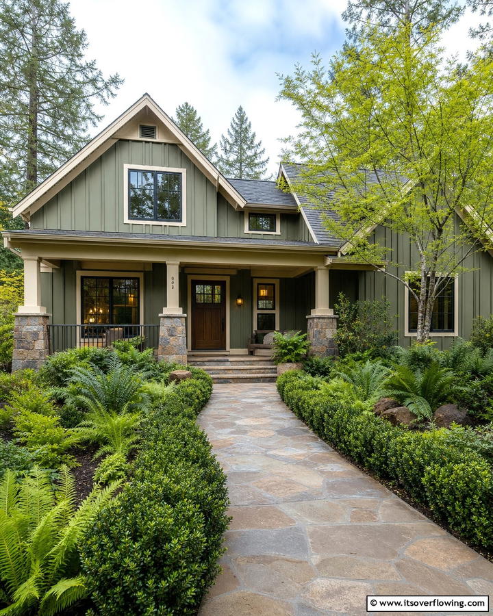 Muted Olive Green - 25 Board and Batten Siding Colors for Curb Appeal