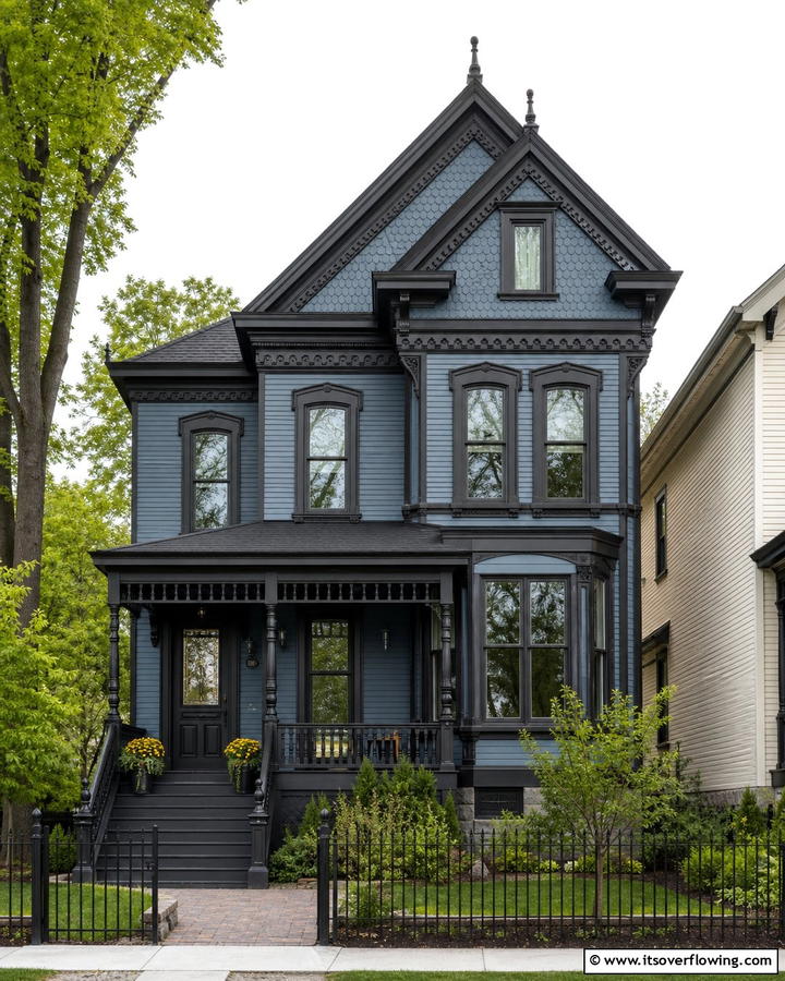 Muted Slate Blue Elegance - 20 Stunning Blue Victorian House Colors for Your Home