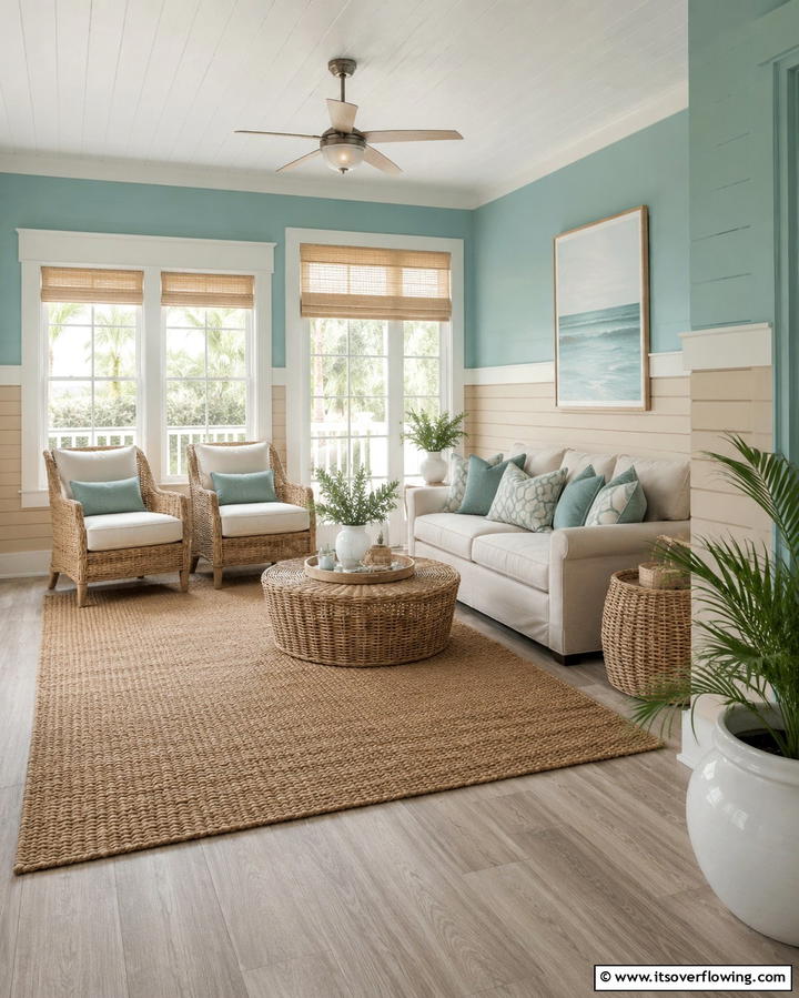 Muted Teal and Light Sand - 30 Two-Tone Wall Paint Ideas to Elevate Your Interior Design